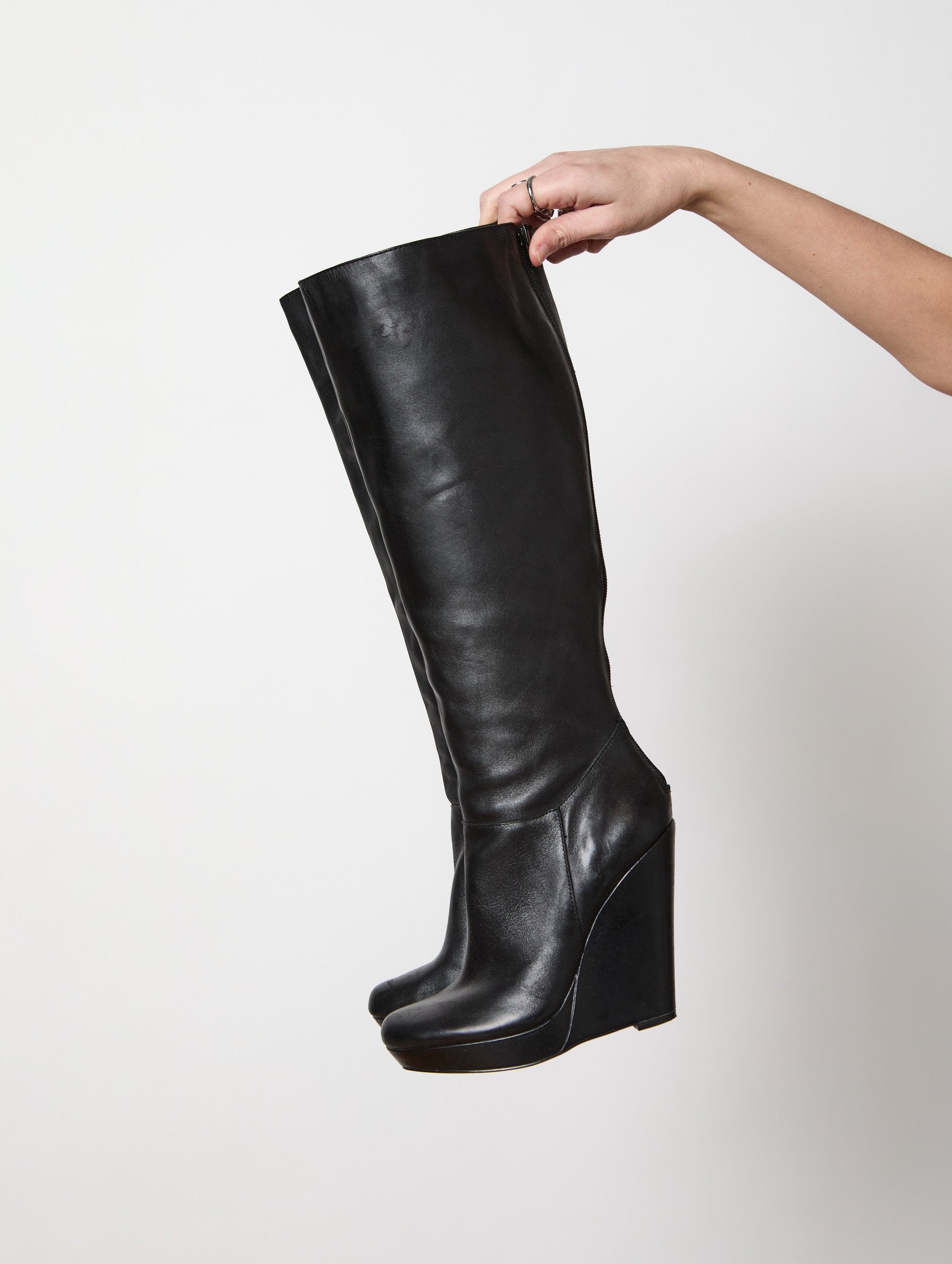 Black Wedge Boot