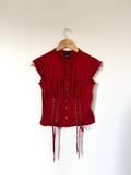 Red Calliope Lace Up Top